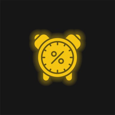 Alarm Saati sarı parlayan neon simgesi