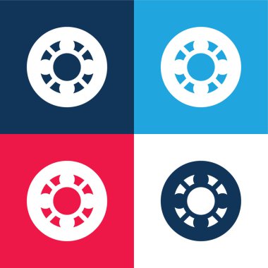 Top mavi ve kırmızı dört renk minimal simge kümesi