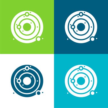 Astronomy Flat four color minimal icon set clipart