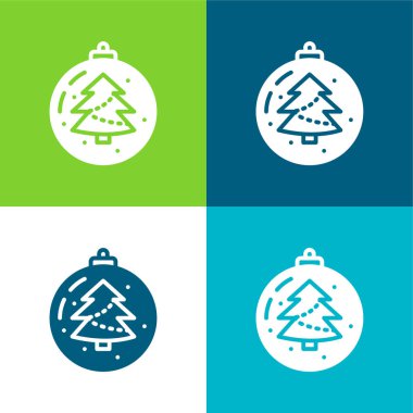 Bauble Düz Renk simgesi seti