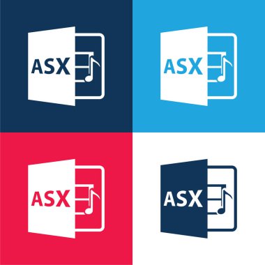 Asx File Format Symbol blue and red four color minimal icon set clipart