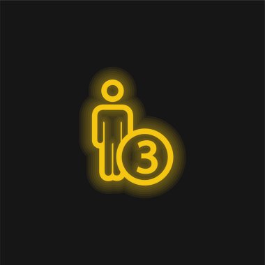 3 Persons Or Person Number Three Symbol yellow glowing neon icon clipart