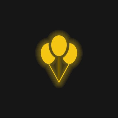 Balonlar sarı parlayan neon simgesi