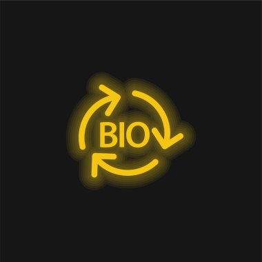 Bio Mass Renewable Energy yellow glowing neon icon clipart
