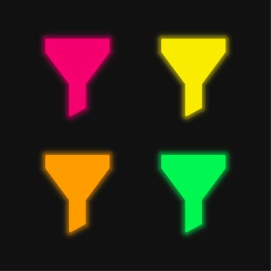 Big Funnel four color glowing neon vector icon clipart