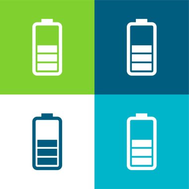 Battery Status Flat four color minimal icon set clipart