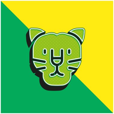 Siyah Panter Yeşil ve Sarı 3D vektör simgesi logosu