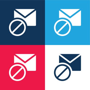 Blocked blue and red four color minimal icon set clipart