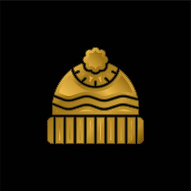 Beanie altın kaplama metalik simge veya logo vektörü