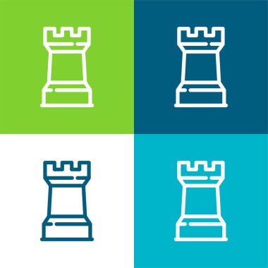 Big Towers Flat four color minimal icon set clipart