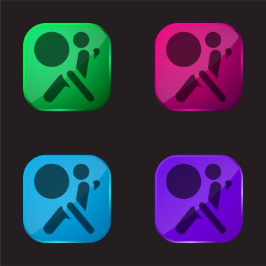 Hava yastığı dört renkli cam düğme simgesi