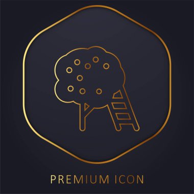 Elma Ağacı altın çizgisi premium logosu veya simgesi