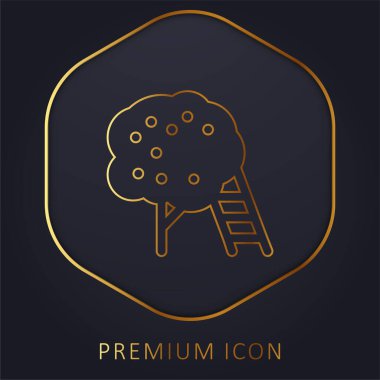 Apple Tree golden line premium logo or icon clipart