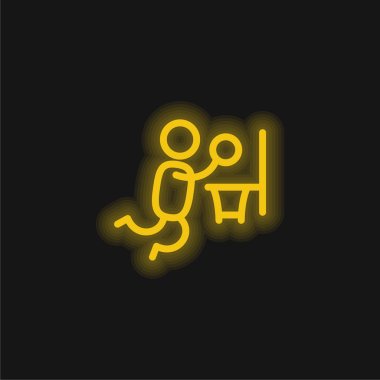 Basketball Player Jamming yellow glowing neon icon clipart