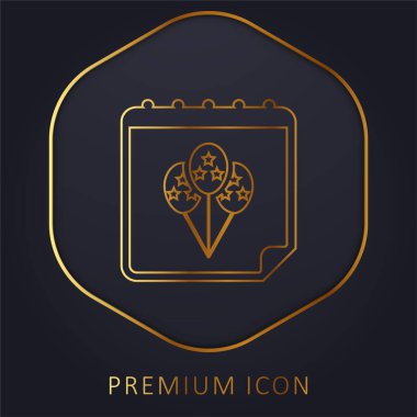 Doğum günü Balonları Takvim Sayfasında Altın Satır prim logosu veya simgesi