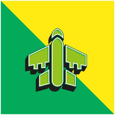 Uçak Yeşil ve Sarı Modern 3D vektör simgesi logosu