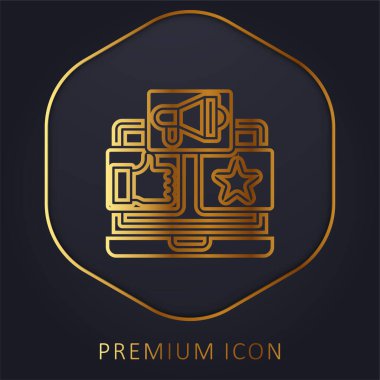 Altın çizgi prim logosu veya simgesi reklamı