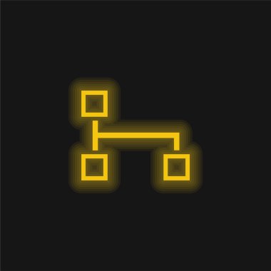 Karelerin Blok Şeması Sarı parıldayan neon simgesi