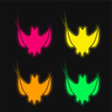 Yarasa dört renk parlayan neon vektör simgesi