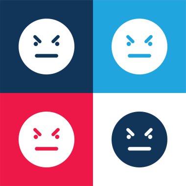 Bad Emoticon Square Face blue and red four color minimal icon set clipart