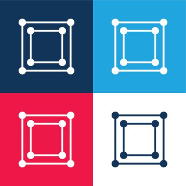 Bounding Box blue and red four color minimal icon set clipart
