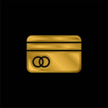 Atm Card gold plated metalic icon or logo vector clipart