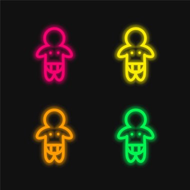 Bebek Bezi Giyen Sadece 4 Renkli Parlak Neon Vektör Simgesi