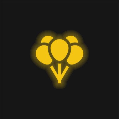 Balonlar sarı parlayan neon simgesi