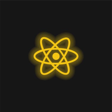 Atom Sembolü sarı parlak neon simgesi