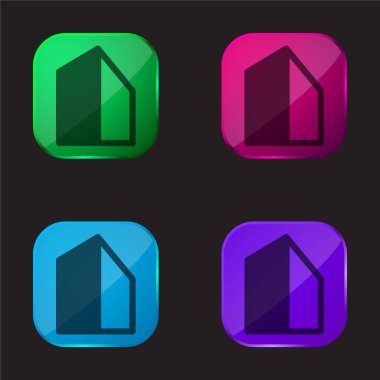 Büyük Bina dört renkli cam düğme simgesi