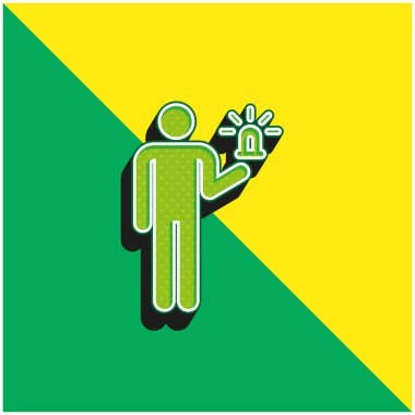 Alarm Yeşil ve Sarı Modern 3D vektör simgesi logosu