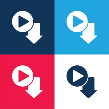 Ok mavi ve kırmızı dört renk minimal simge kümesi