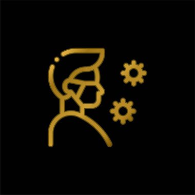 Antivirüs altın kaplama metalik simge veya logo vektörü