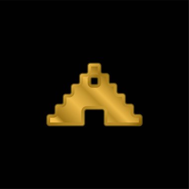 Aztek Piramit altın kaplama metalik simge veya logo vektörü