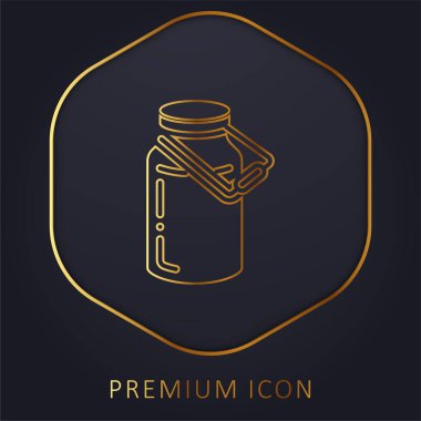 Bottle golden line premium logo or icon clipart