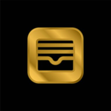 Elma altın kaplama metalik simge veya logo vektörü