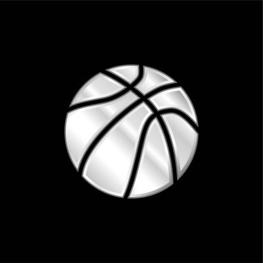 Ball Of Basketball silver plated metallic icon clipart