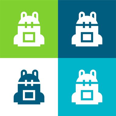 Sırt çantası Düz 4 renk minimal simgesi seti