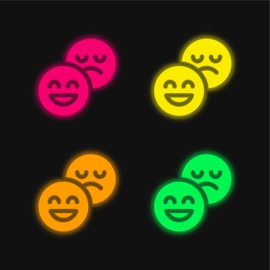 Attitude four color glowing neon vector icon clipart
