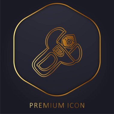 Ayarlanabilir İngiliz Eli Çizilmiş Aracı Altın Çizgi prim logosu veya simgesi
