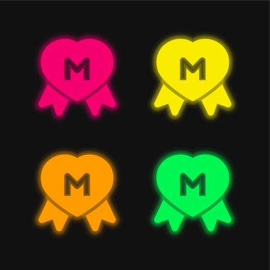 Ödül dört renkli parlak neon vektör simgesi