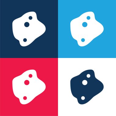 Amoeba blue and red four color minimal icon set clipart