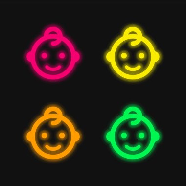 Bebek dört renk parlayan neon vektör simgesi