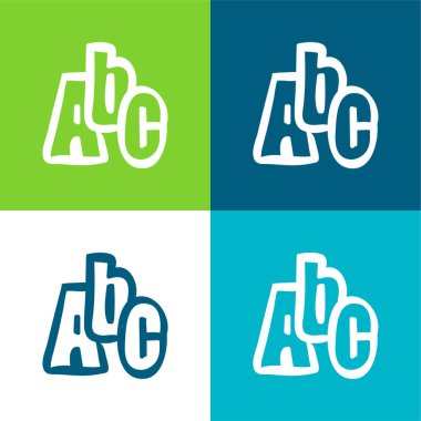 ABC El Çizim Harfleri Düz 4 renk simgesi seti