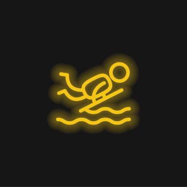 Bodyboard sarı parlayan neon simgesi