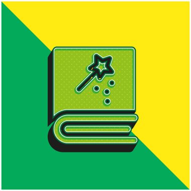 Kitap Yeşil ve Sarı Modern 3D vektör simgesi logosu
