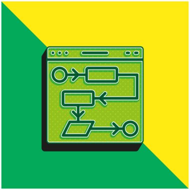 Algoritma Yeşil ve Sarı Modern 3D vektör simgesi logosu