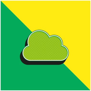 Büyük Bulut Yeşil ve Sarı Modern 3D vektör simgesi logosu