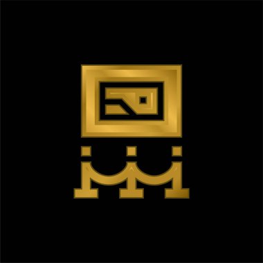 Sanat Müzesi altın kaplama metalik simge veya logo vektörü