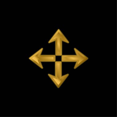 Ok Sembol Altın kaplama metalik simge veya logo vektörü